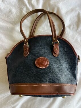 Dooney & Bourke Black and Brown Pebbled Leather Satchel